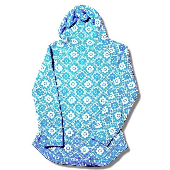 WEST Coast Snow Flowers Print pullover hoodie Size Medium - Picture 2 of 2